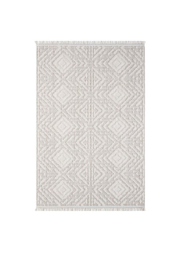 Tapis uni effet laine ethnique beige TANGER 26