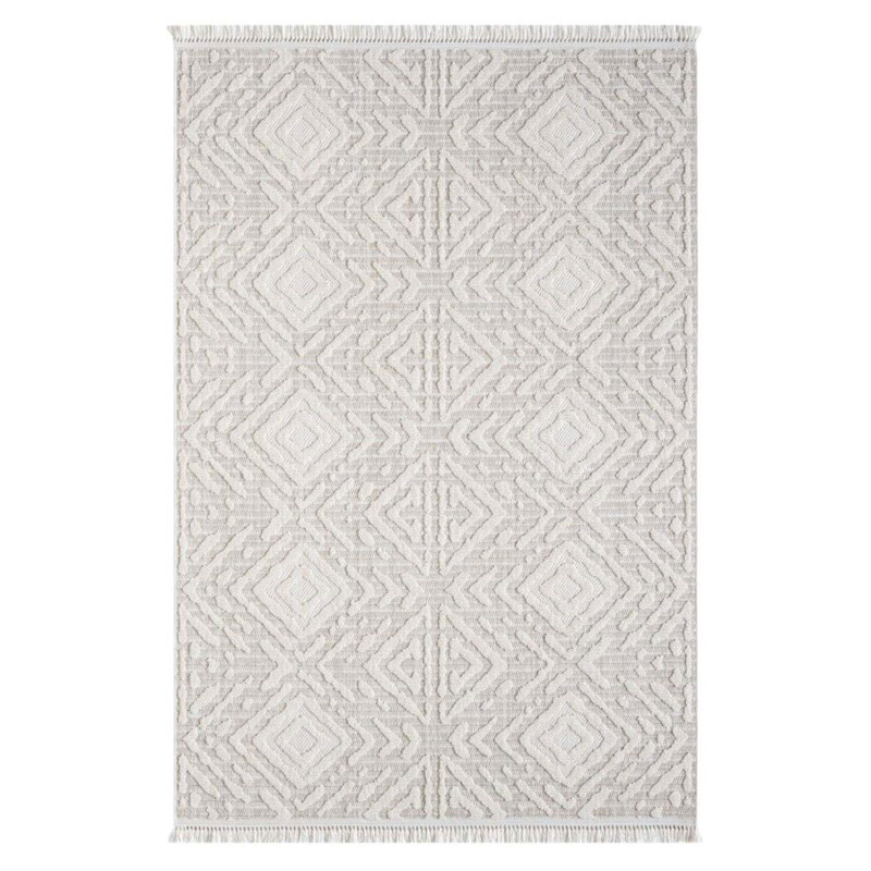 Tapis uni effet laine ethnique beige TANGER 26