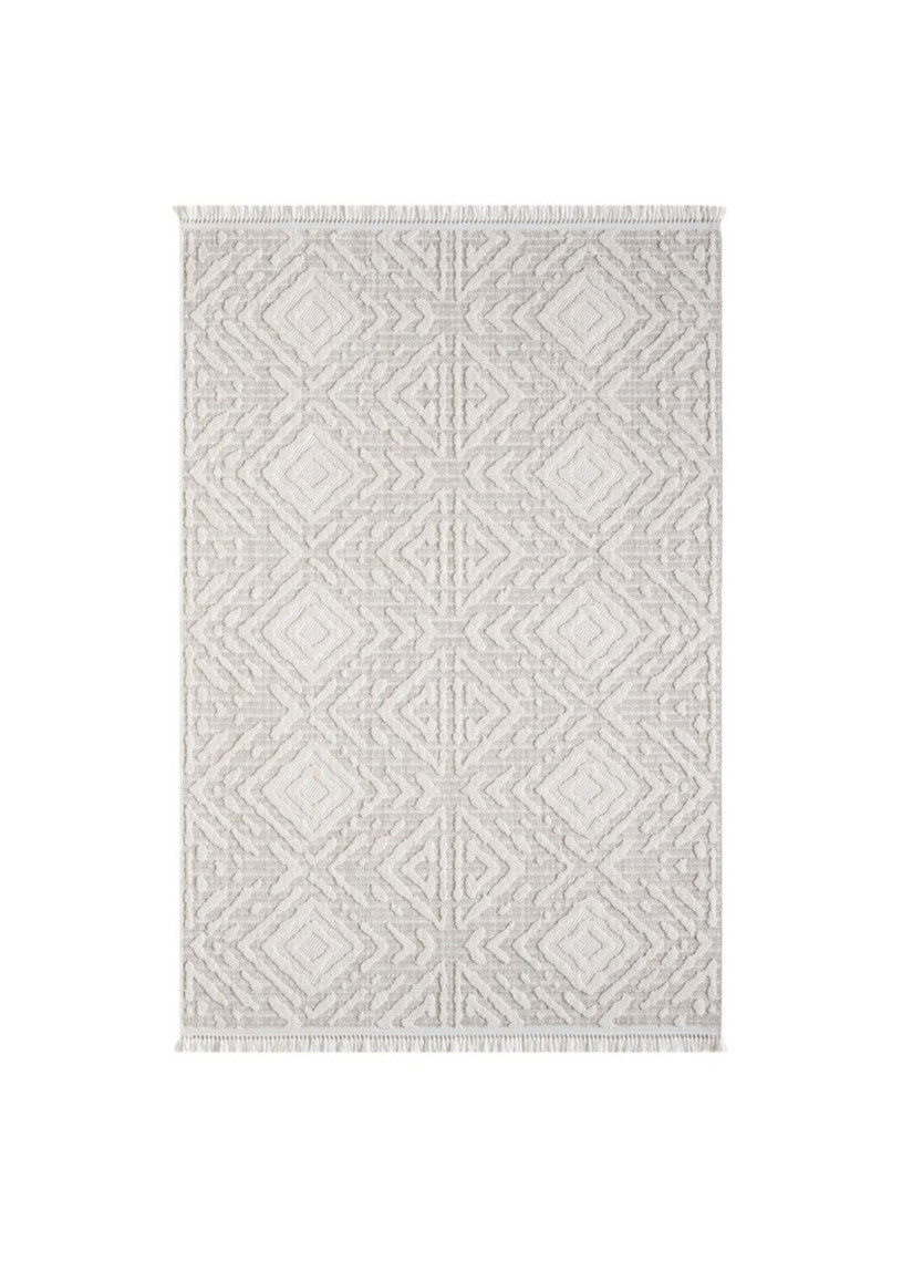 Tapis uni effet laine ethnique beige TANGER 26