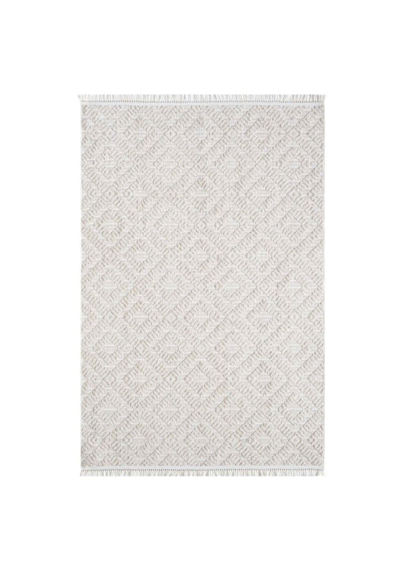 Tapis uni effet laine géométrique beige TANGER 27