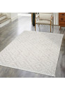 Tapis uni effet laine géométrique beige TANGER 27