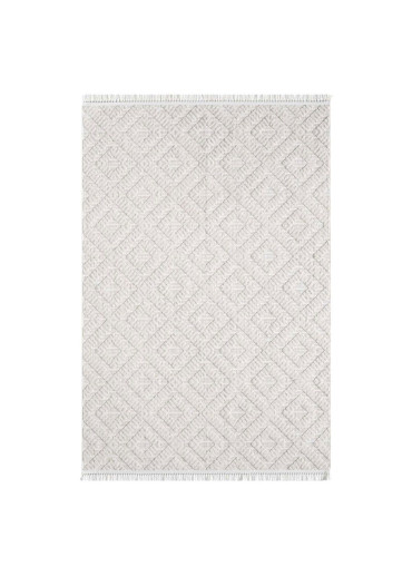 Tapis uni effet laine géométrique crème TANGER 27