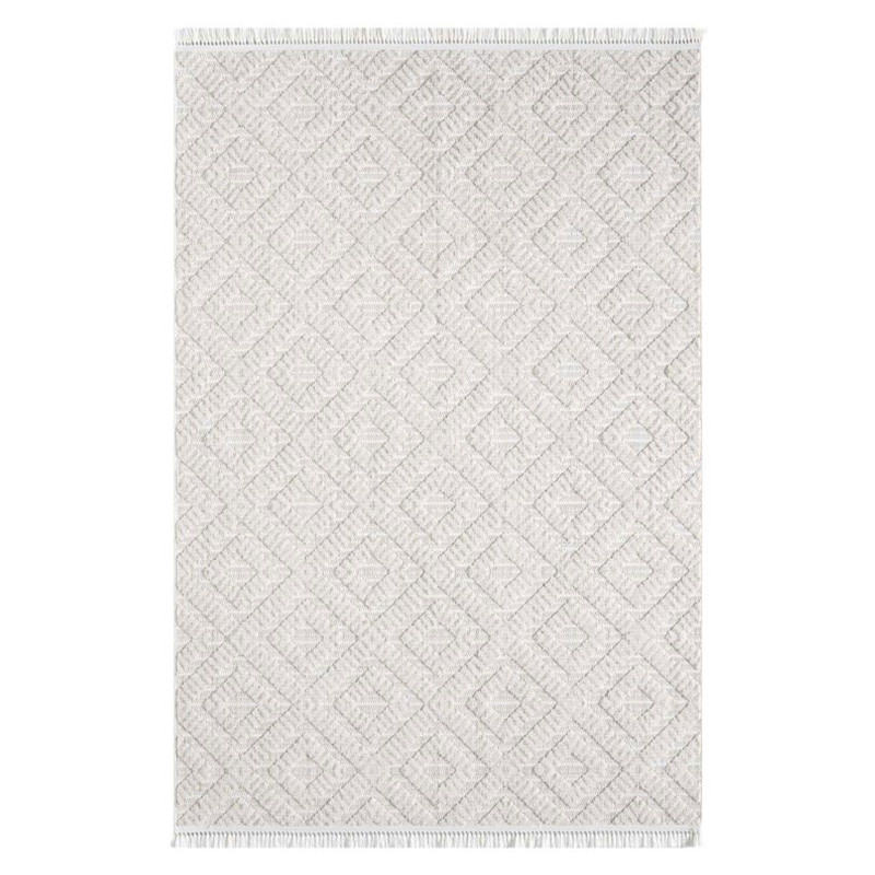 Tapis uni effet laine géométrique crème TANGER 27