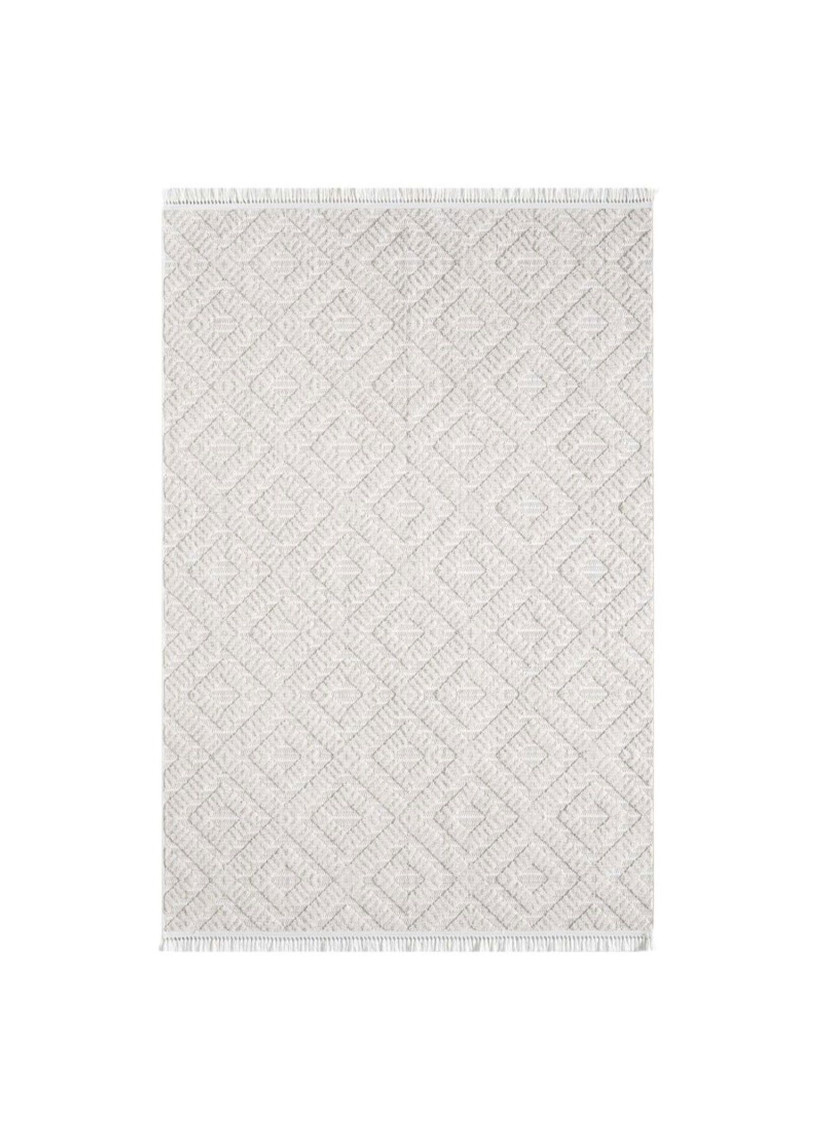 Tapis uni effet laine géométrique crème TANGER 27