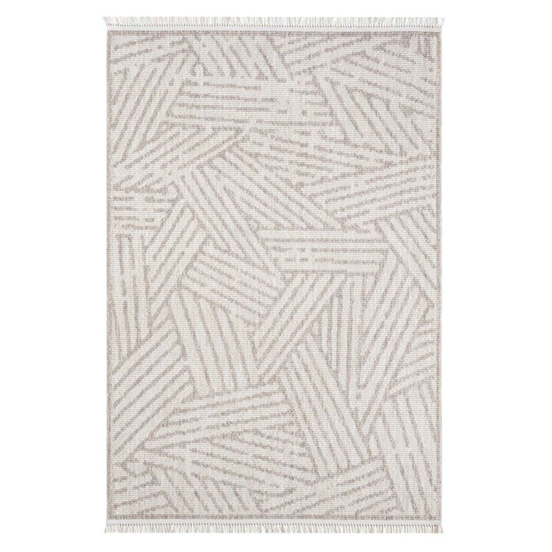 Tapis uni effet laine géométrique beige TANGER 61