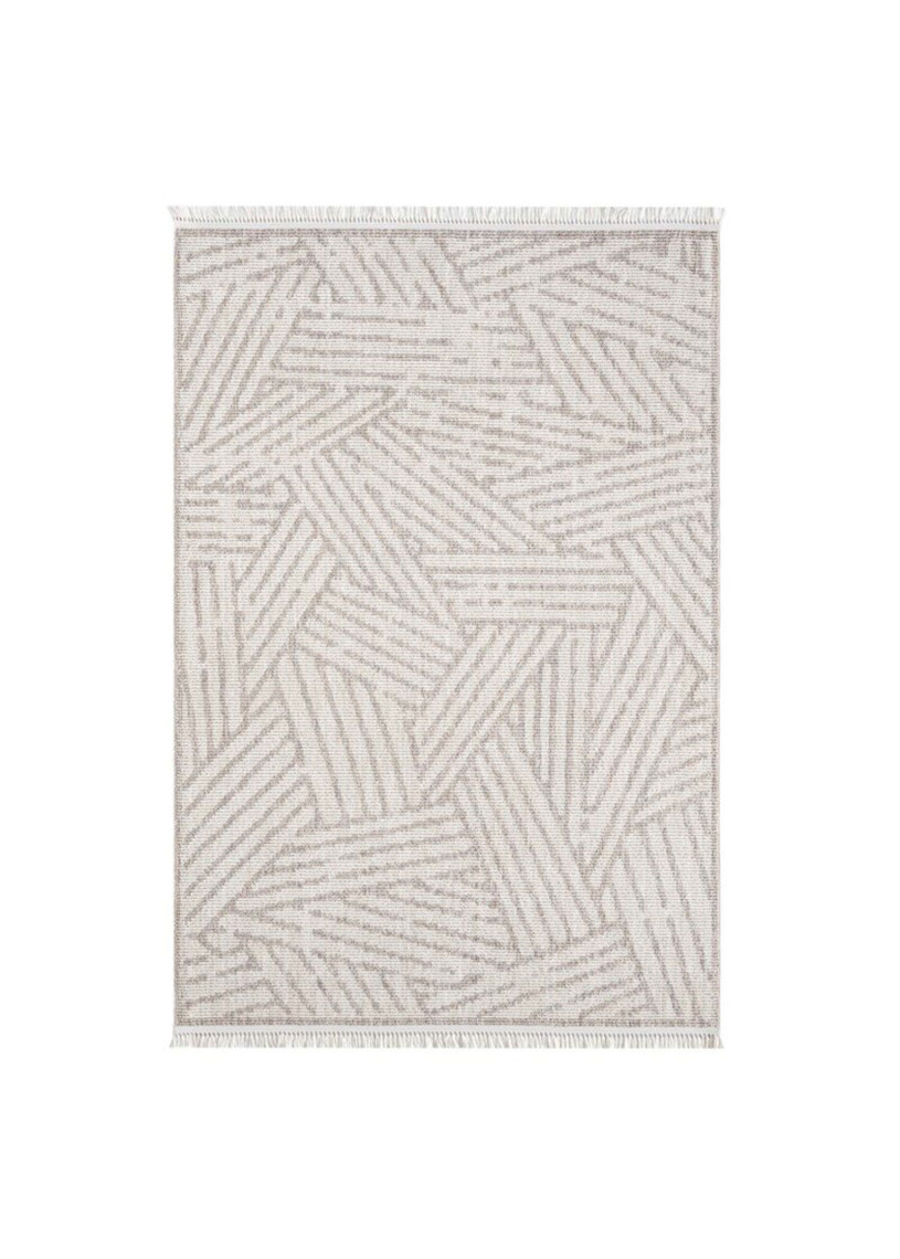 Tapis uni effet laine géométrique beige TANGER 61