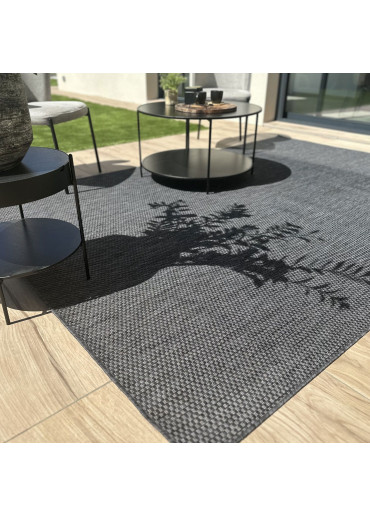 Tapis extérieur effet intérieur jute noir CARACAS 65