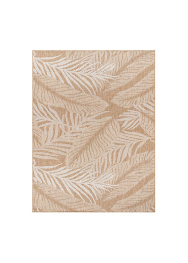 Tapis extérieur effet jute feuille beige CARACAS 26