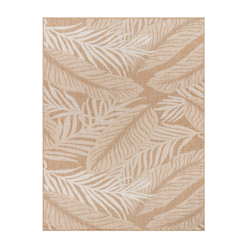 Tapis extérieur effet jute feuille beige CARACAS 26