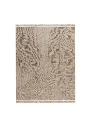 Tapis extérieur intérieur effet jute feuille beige CASSIS 96