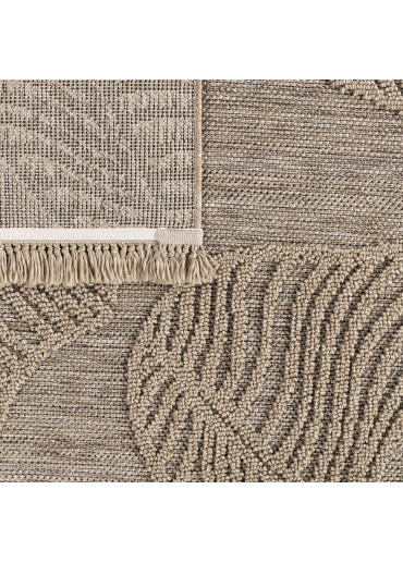 Tapis extérieur effet intérieur jute feuille beige CASSIS 96