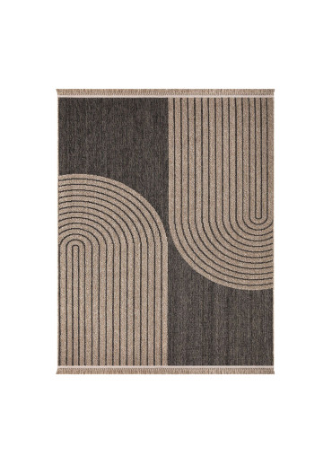 Tapis extérieur intérieur effet jute arc gris anthracite CASSIS 93