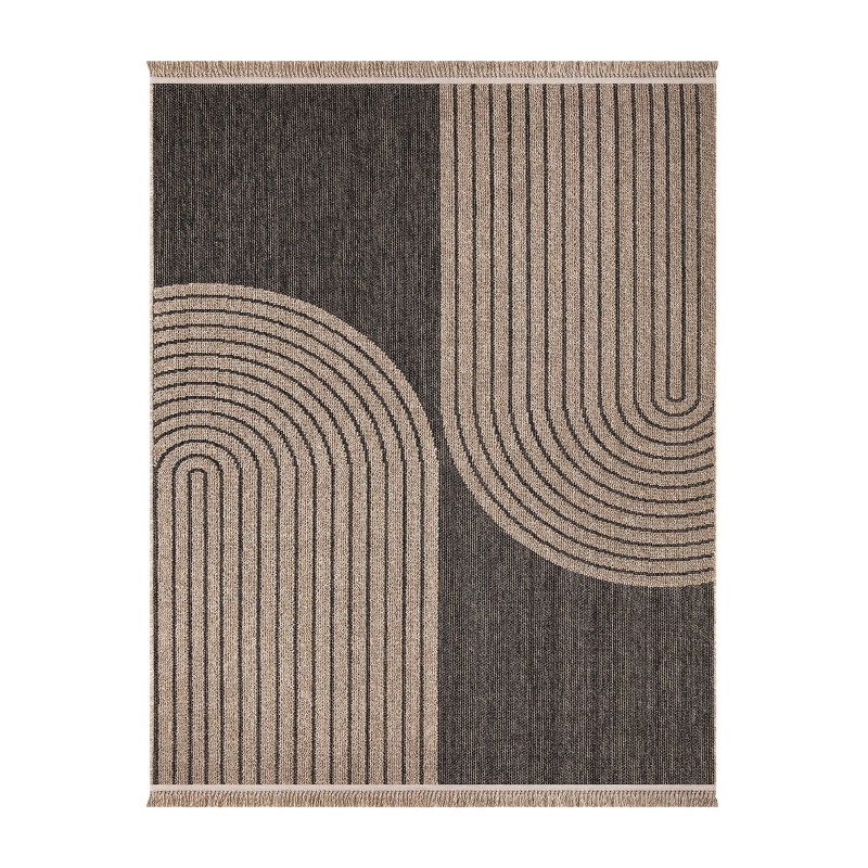 Tapis extérieur intérieur effet jute arc gris anthracite CASSIS 93