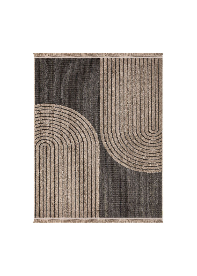 Tapis extérieur intérieur effet jute arc gris anthracite CASSIS 93