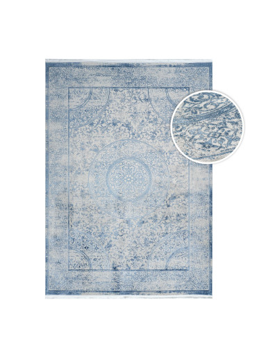 Tapis lavable oriental bleu...