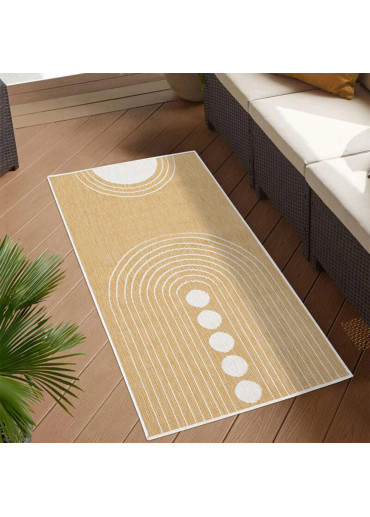 Tapis extérieur réversible bohème jaune - CALVI 39