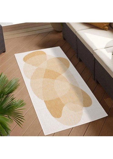 Tapis extérieur réversible abstrait jaune - CALVI 35