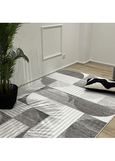 Tapis géométrique gris DAKOTA 03