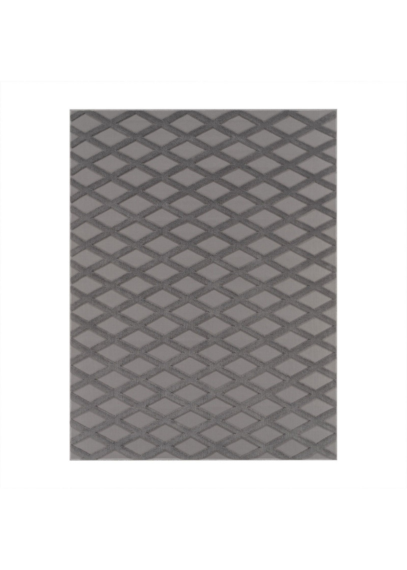 Tapis lavable scandinave gris anthracite KUMLA 642