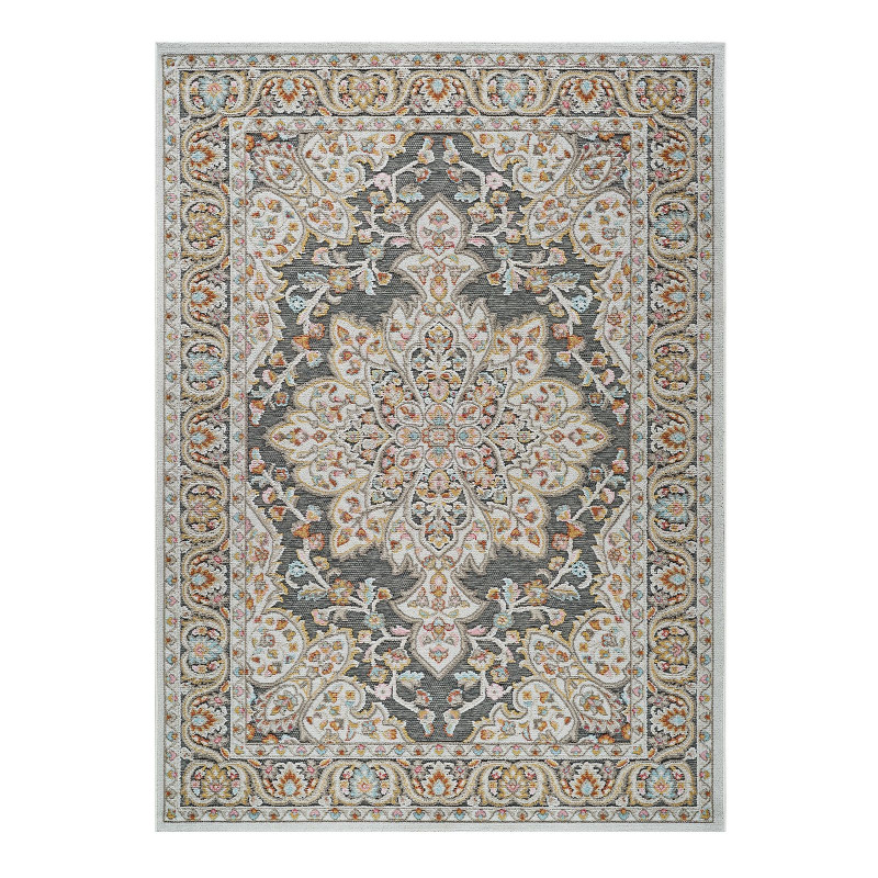 Tapis extérieur intérieur oriental noir multicolore GRENADE 67