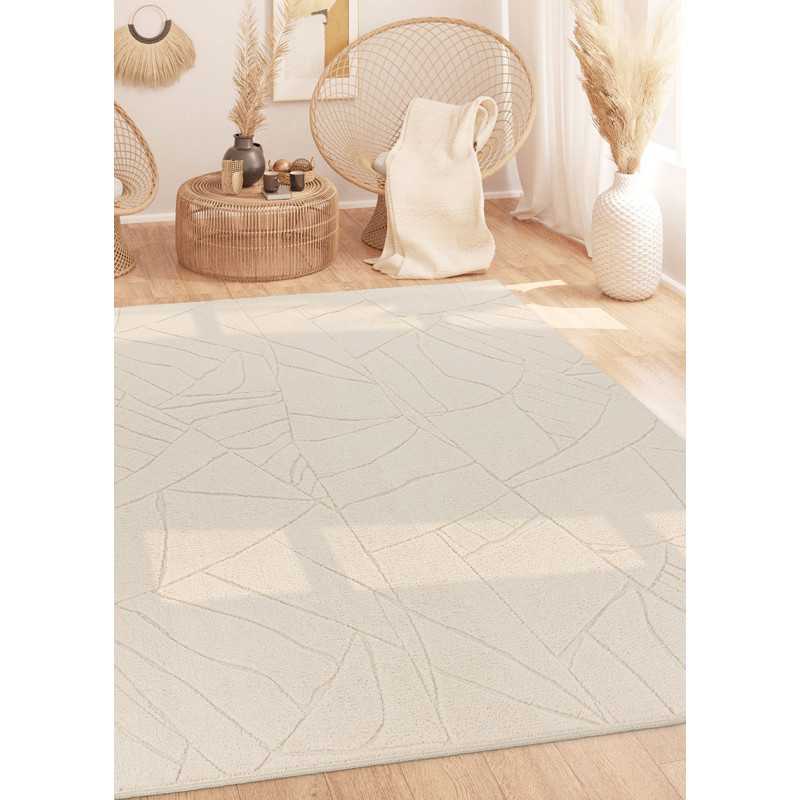 Tapis lavable abstrait crème - Rome 74