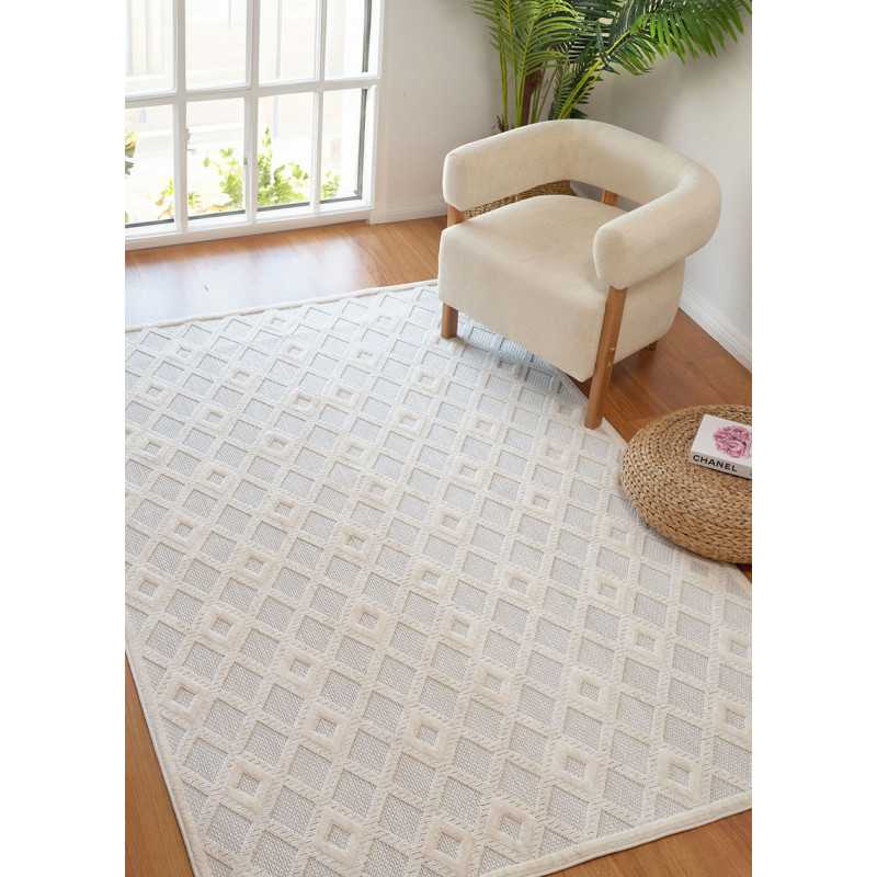 Tapis géométrique crème - MANISA 901