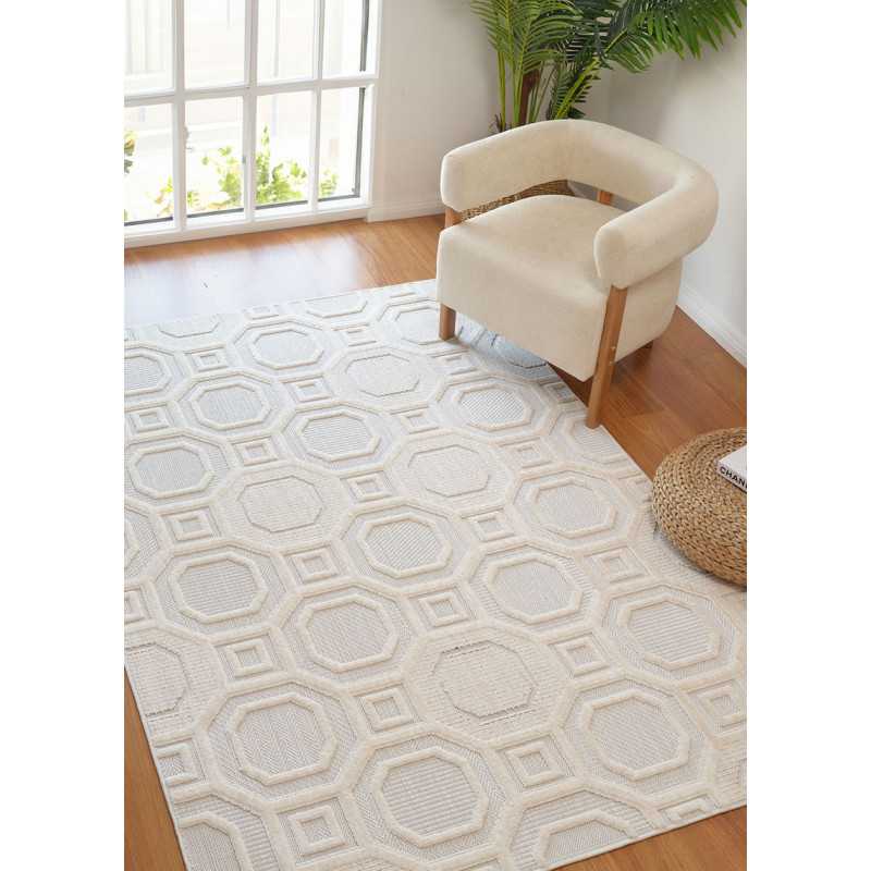 Tapis géométrique crème - MANISA 992