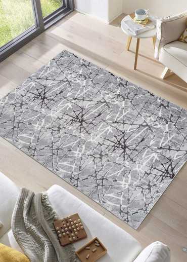 Tapis lavable à motifs gris...