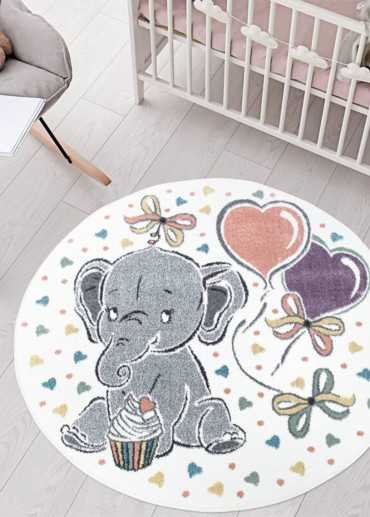 Tapis enfant éléphant crème...