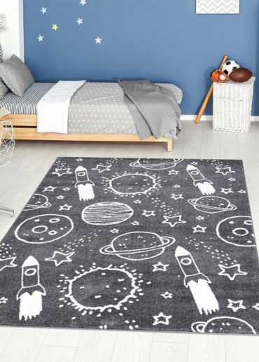 Tapis enfant galaxie gris -...