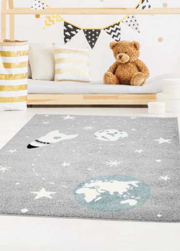 Tapis enfant galaxie gris...