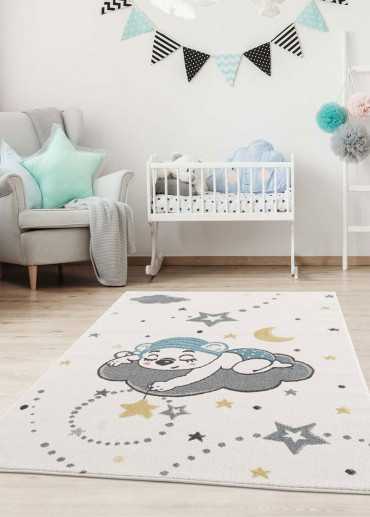 Tapis enfant ours crème -...