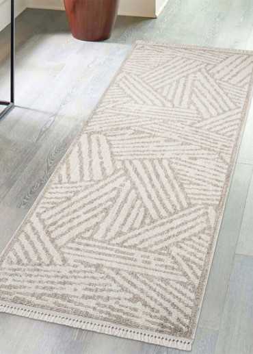 Tapis uni effet laine géométrique beige TANGER 61