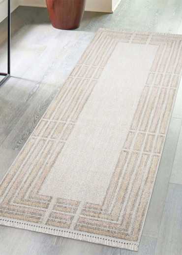 Tapis uni effet laine cardre rose TANGER 68