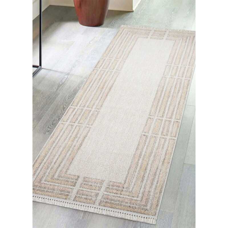 Tapis uni effet laine cardre rose TANGER 68
