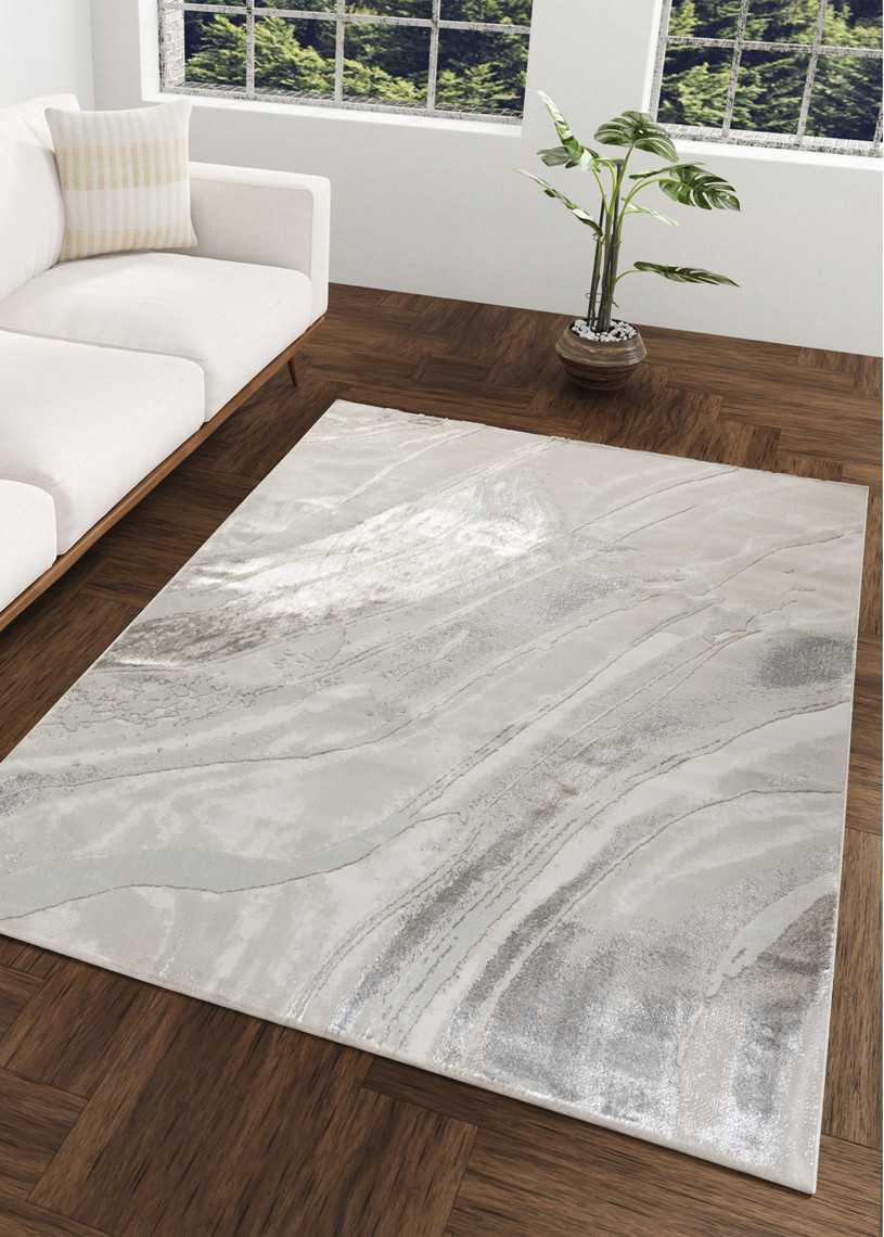 Beige Shiny Patterned Rug – ATLANTA 94