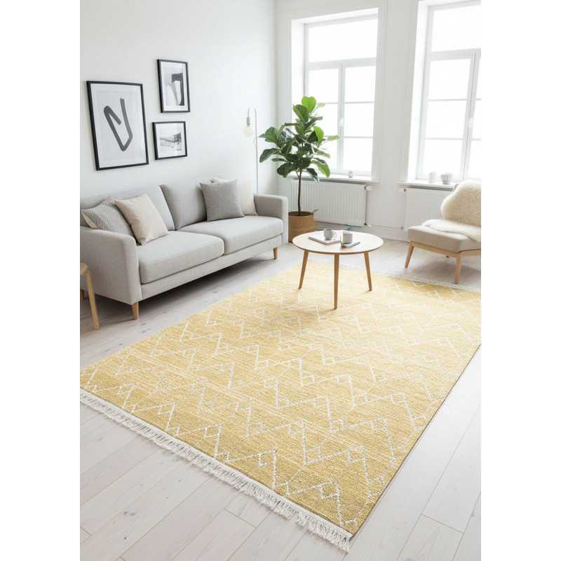 Reversible Cream and Yellow Berber Rug – COLORADO 08