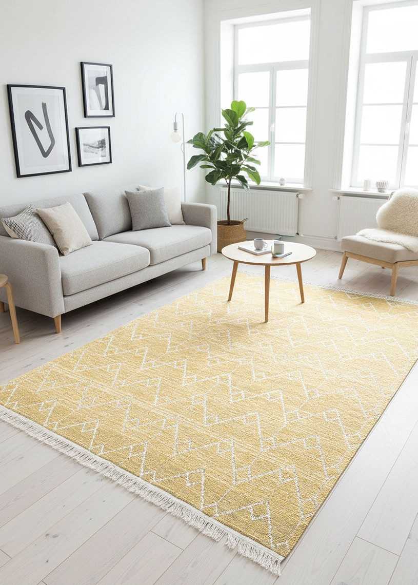 Tapis réversible berbère crème jaune COLORADO 08