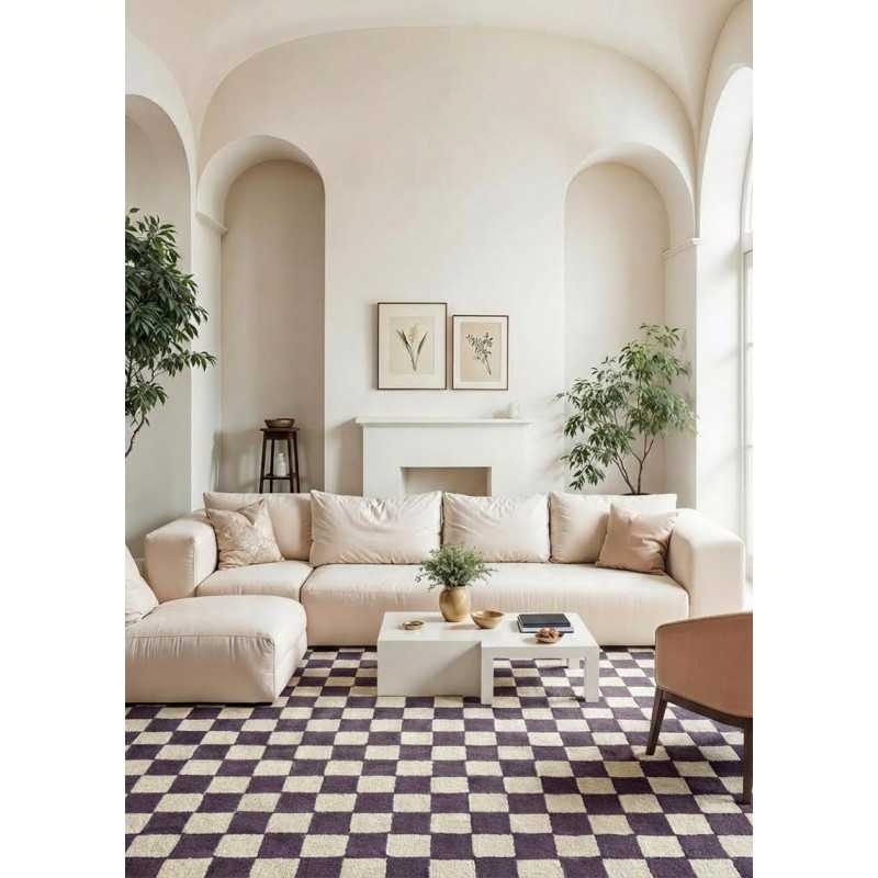 Tapis damier en laine fait main BURENE