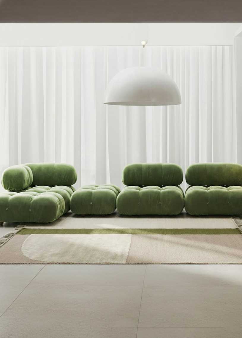 Tapis en laine bouclée bi matière fait main GIZA