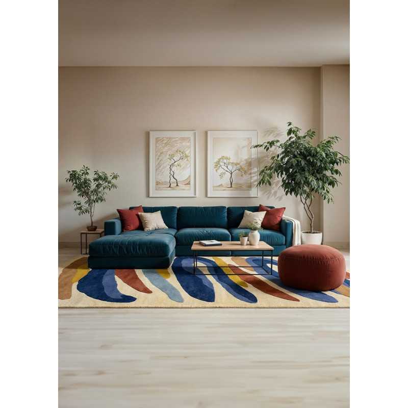 Tapis en laine fait main moderne multicolore PIZO