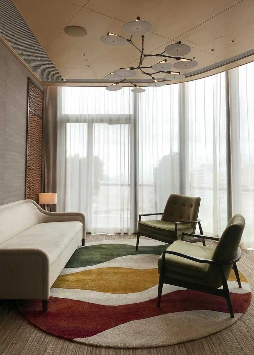 Tapis rond en laine fait main abstrait multicolore CANYA