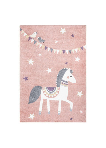 Tapis enfant cheval rose -...