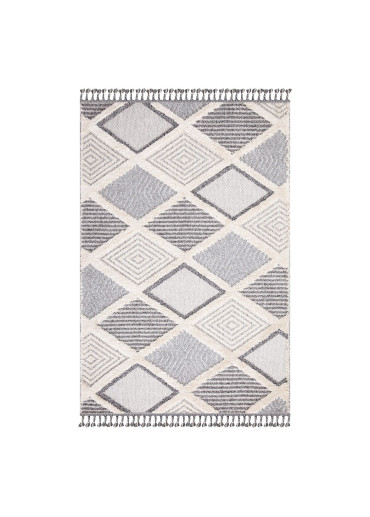 Tapis géométrique gris -...