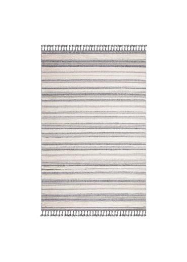 Tapis rayure crème gris -...