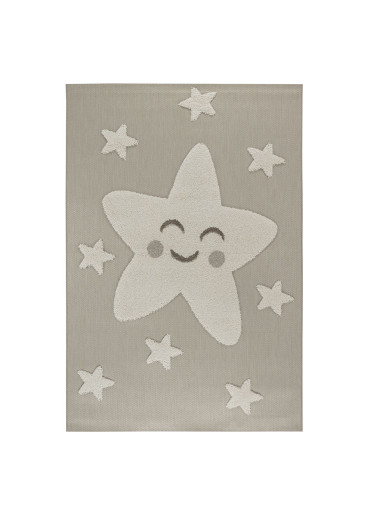 Tapis enfant étoile beige -...