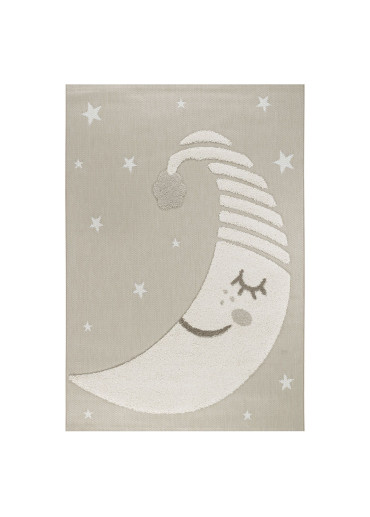 Tapis enfant lune beige -...