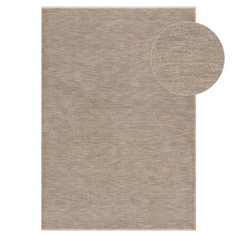 Tapis uni beige à franges IMPULSE