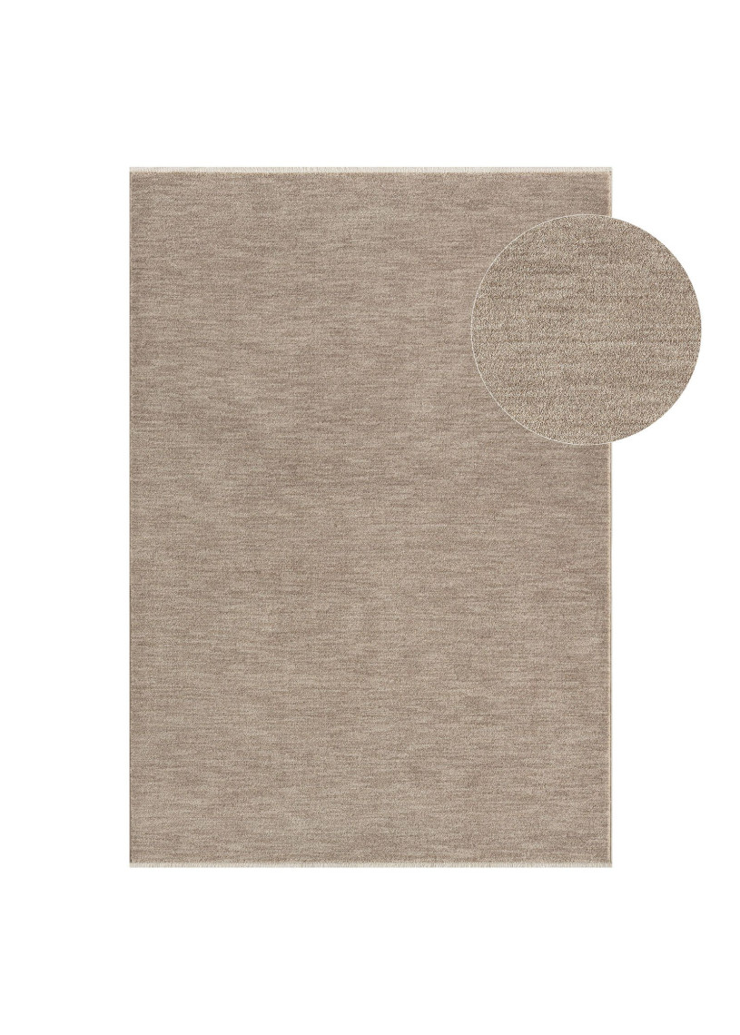 Tapis uni beige à franges IMPULSE