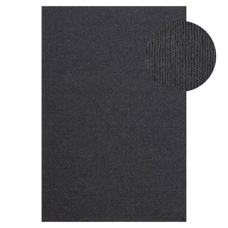 Tapis en laine tressée gris anthracite COPENHAGUE